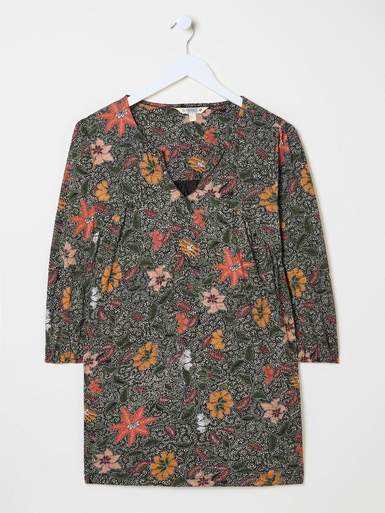 fat face Enya Black Detail Floral Tunic