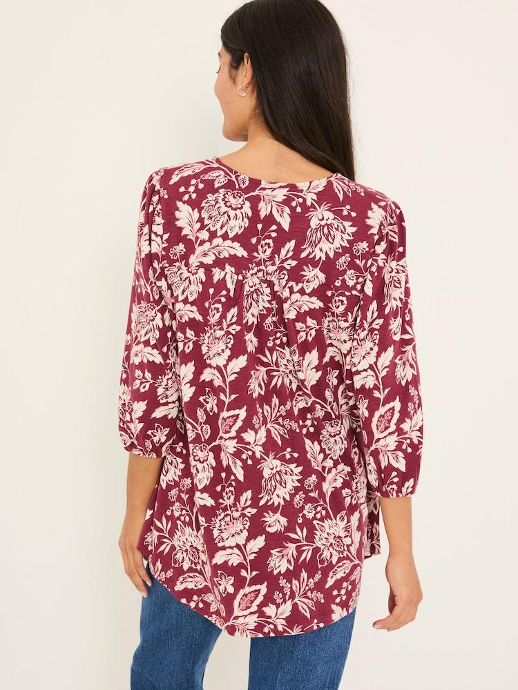 Fat Face Enya Burgundy Brush Floral Tunic