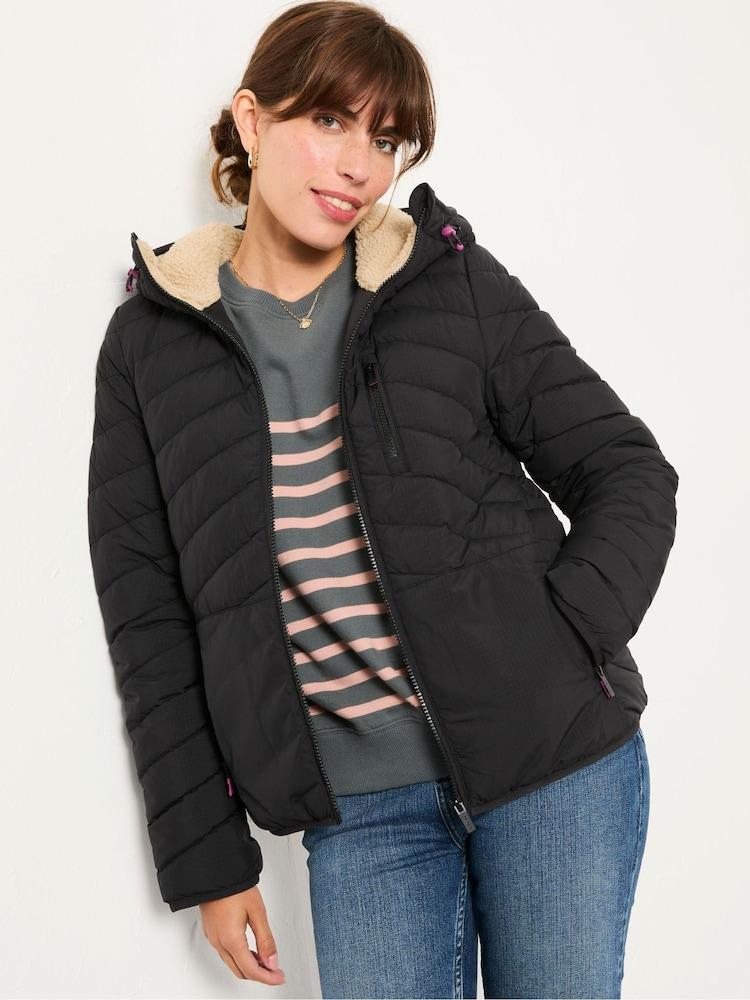 Fat Face Erica Black Borg Puffer