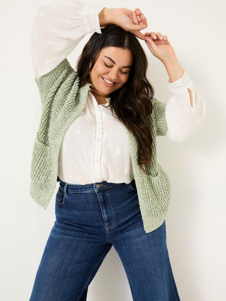Fat Face Erika Green Knitted Kimono Cardigan