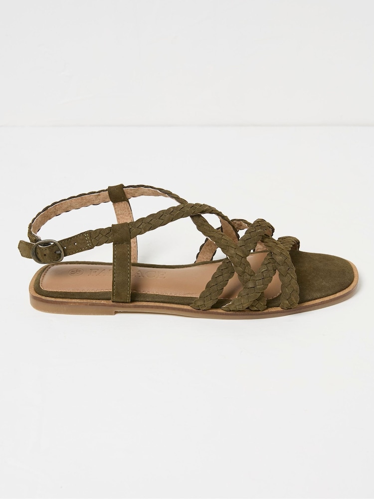 Fat Face Estelle Green Suede Strap Sandals