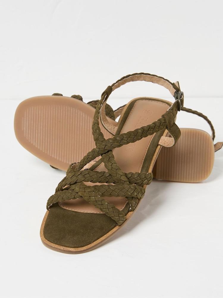 Fat Face Estelle Green Suede Strap Sandals