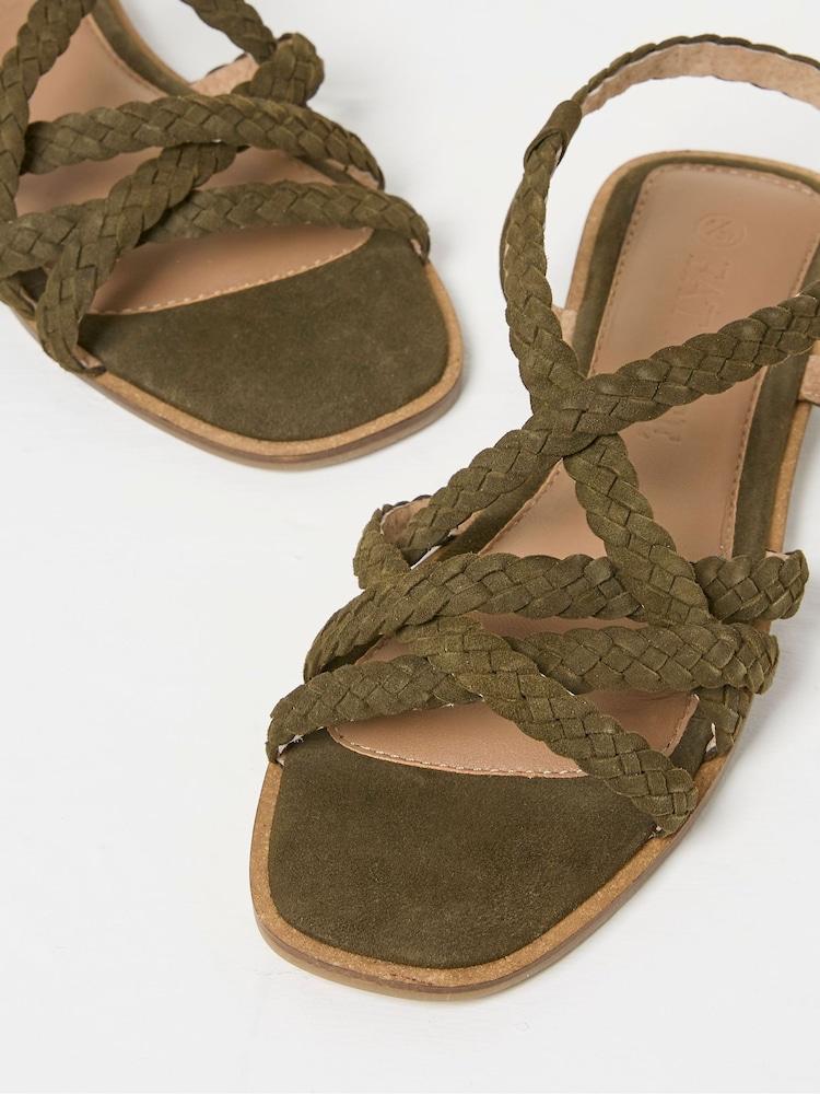 fat face Estelle Green Suede Strap Sandals