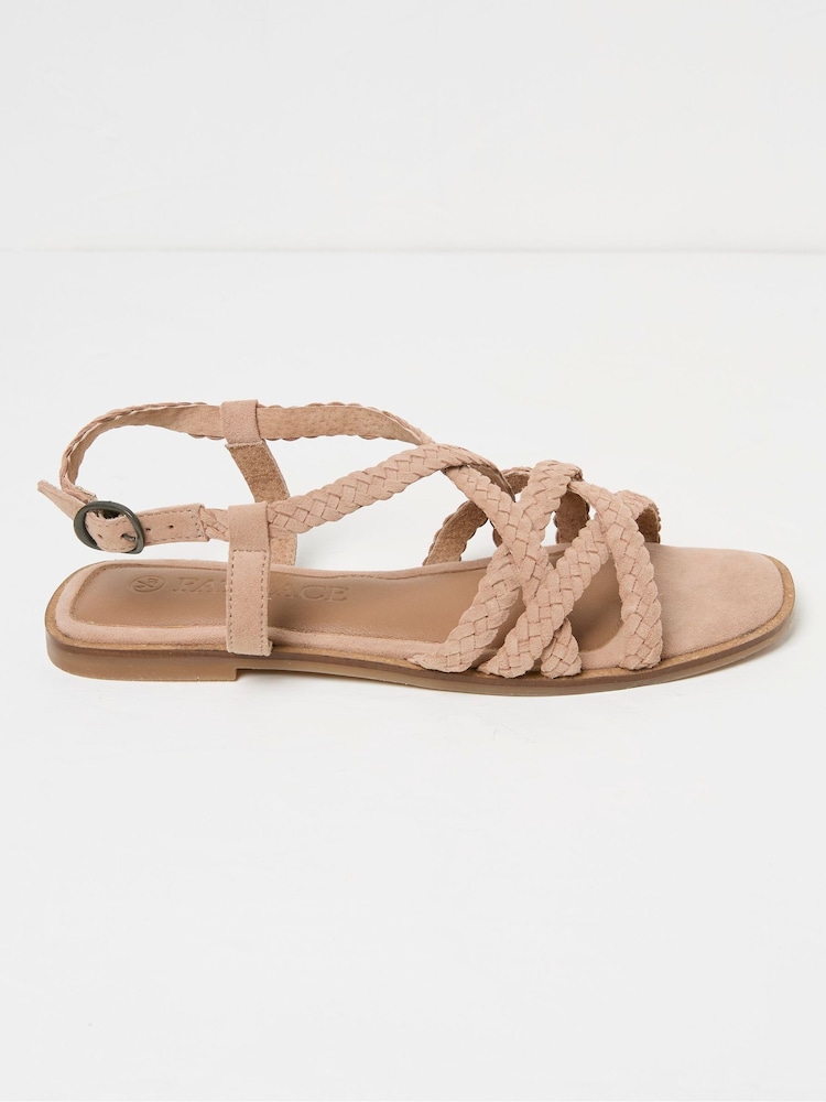 Fat Face Estelle Pink Suede Strap Sandals