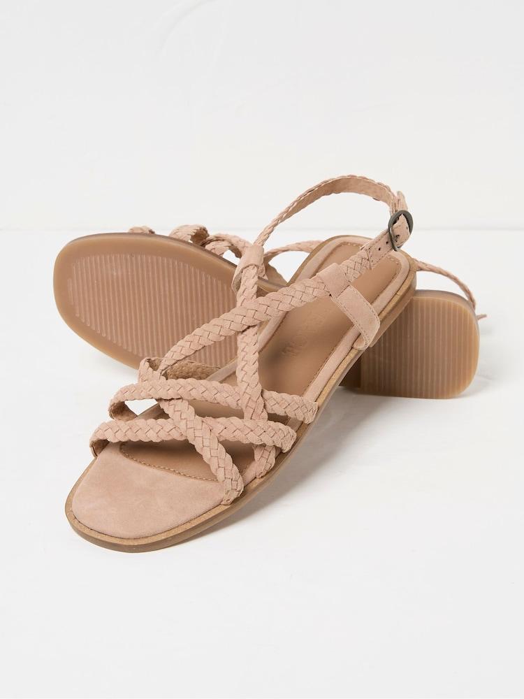 Fat Face Estelle Pink Suede Strap Sandals
