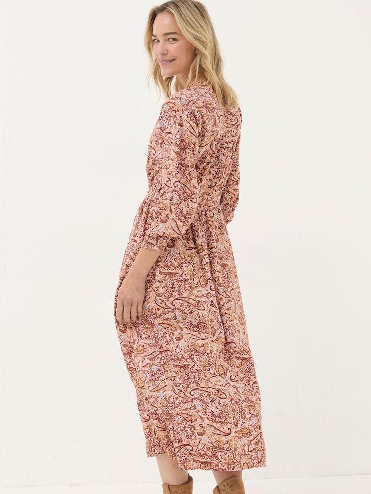 Fat Face Estelle Pink Wild Paisley Midi Dress