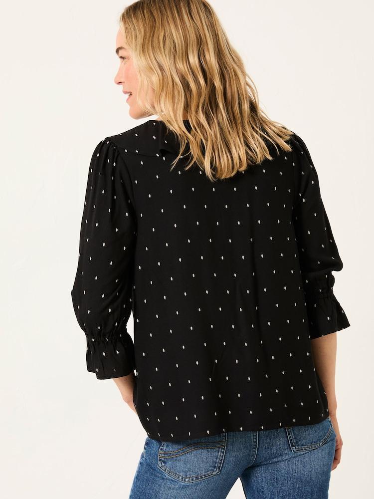 Fat Face Etta Black Dobby Blouse