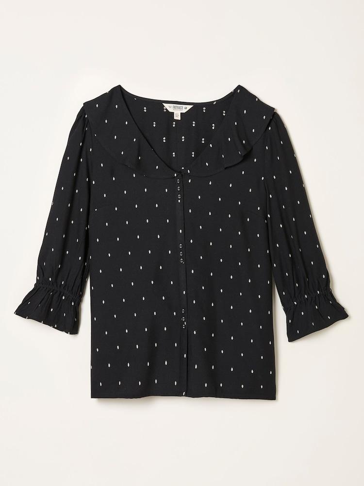 fat face Etta Black Dobby Blouse