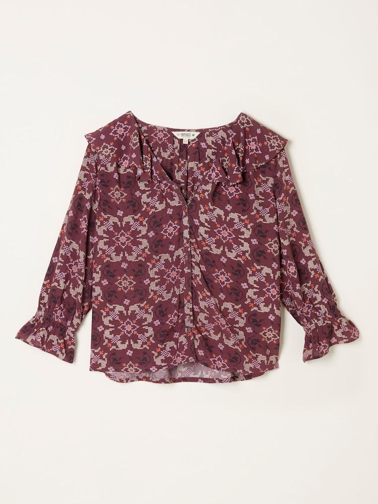 fat face Etta Dusky Purple Stitch Blouse