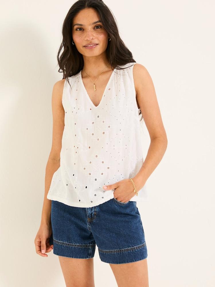 Fat Face Etta White Printed Cami