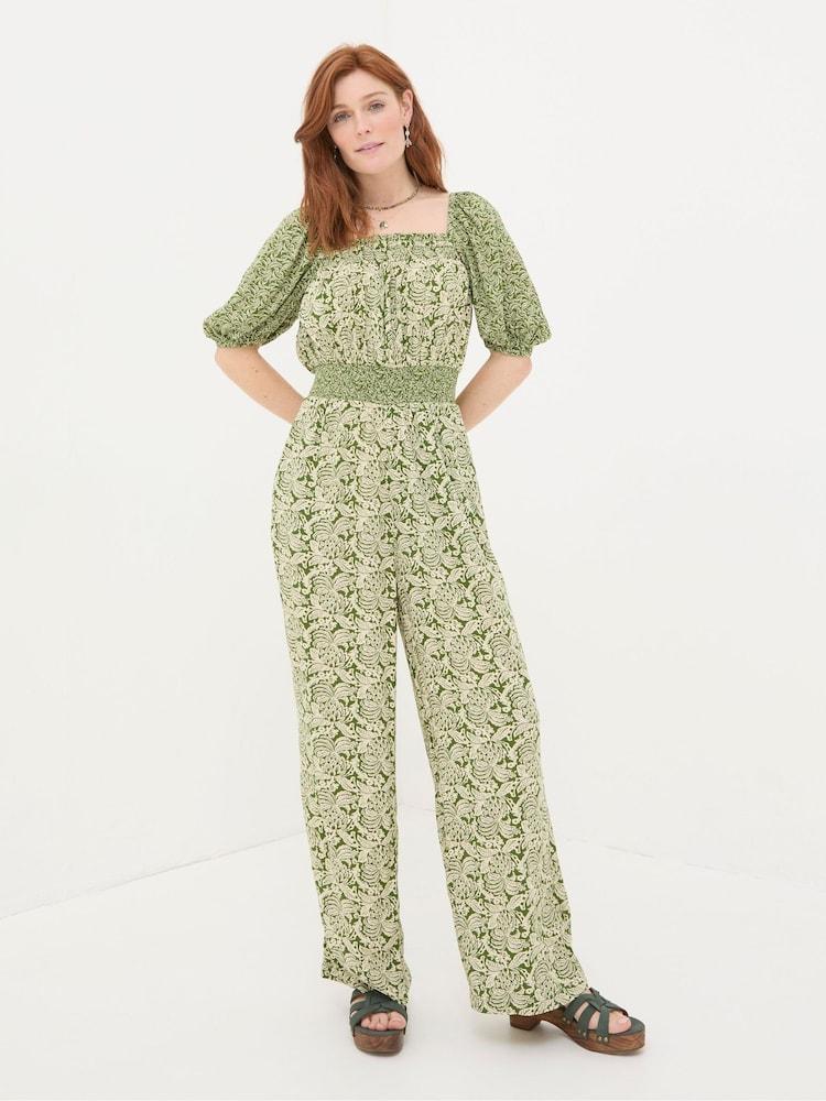 Fat Face Eva Green Damask Floral Jumpsuit