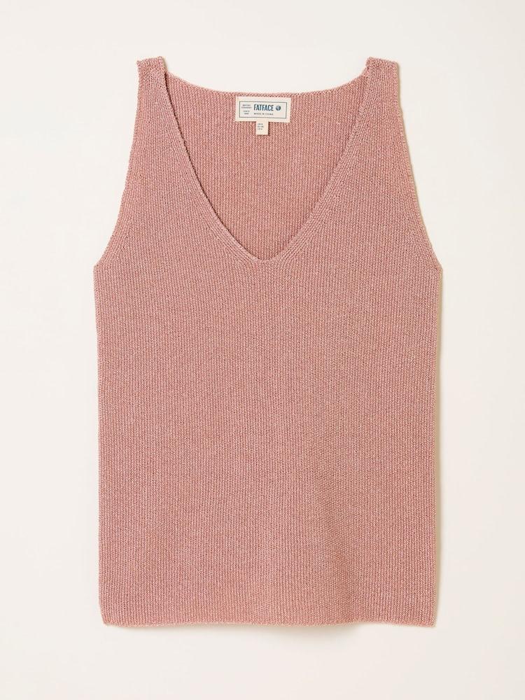 fat face Evelyn Pink Metallic Knit Vest Top