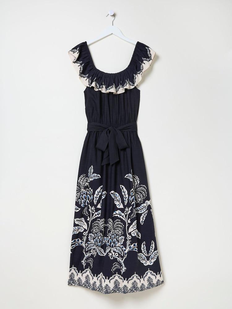 fat face Ezra Blue Damask Midi Dress