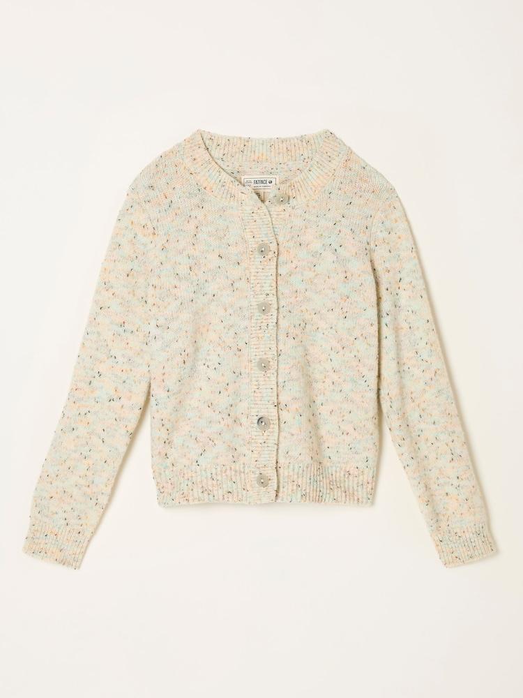 fat face Faye Chalk White Flecked Knitted Cardigan