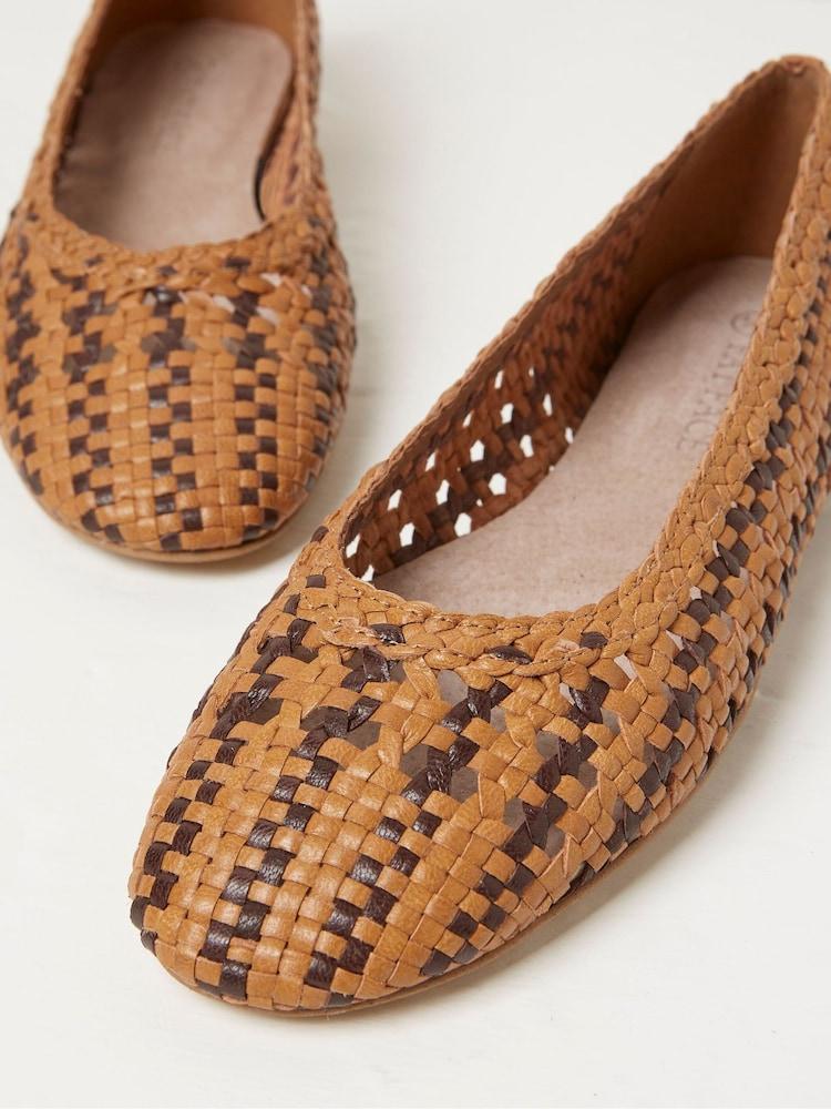 fat face Felicity Brown Woven Ballerina Shoes