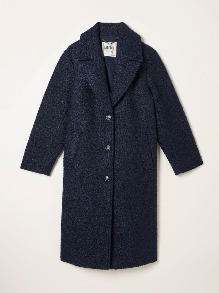 fat face Fern Navy Boucle Coat