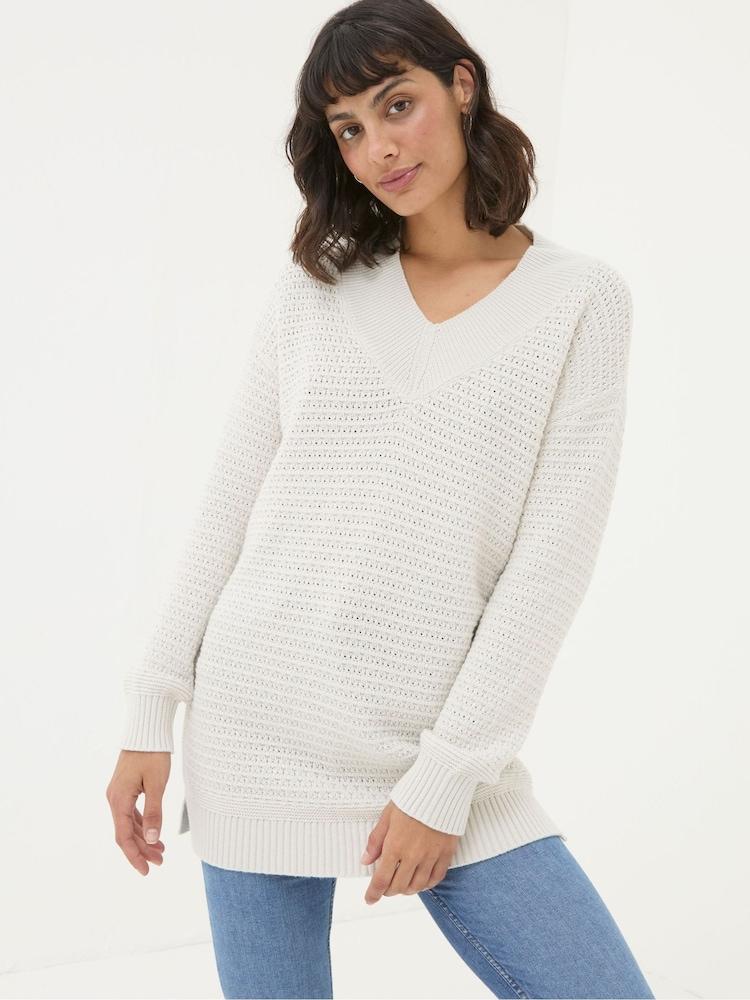 Fat Face Fernlea Cream Tunic Jumper