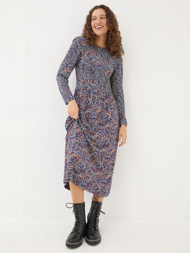 Fat Face Fia Dark Navy Batik Dress