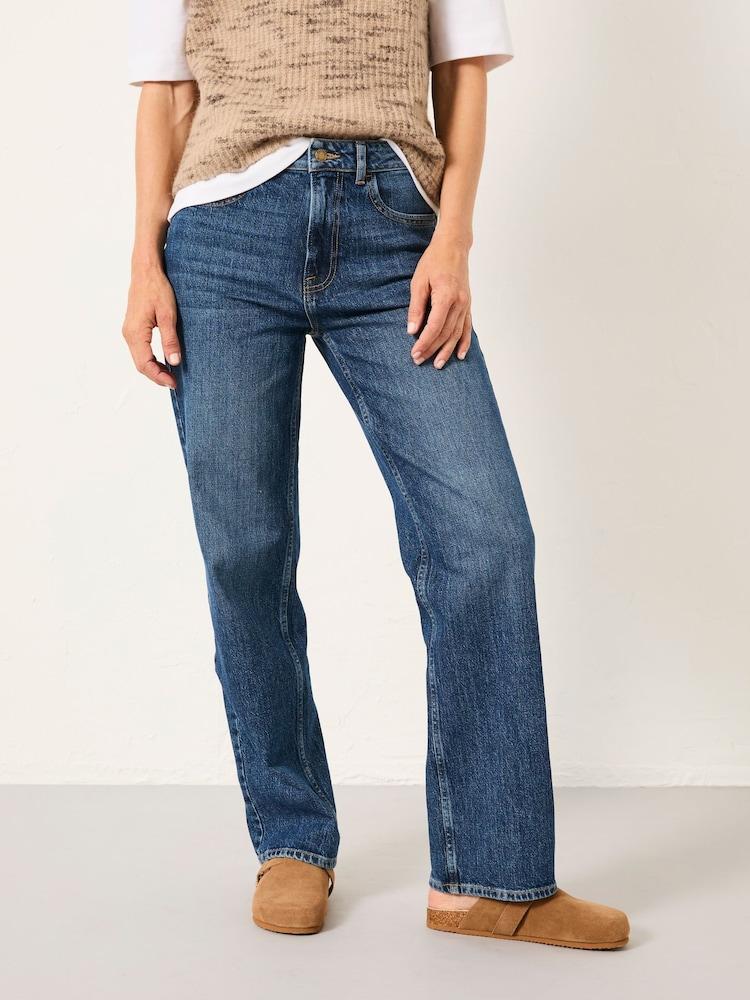 Fat Face Filby Blue Denim Relaxed Straight Jeans