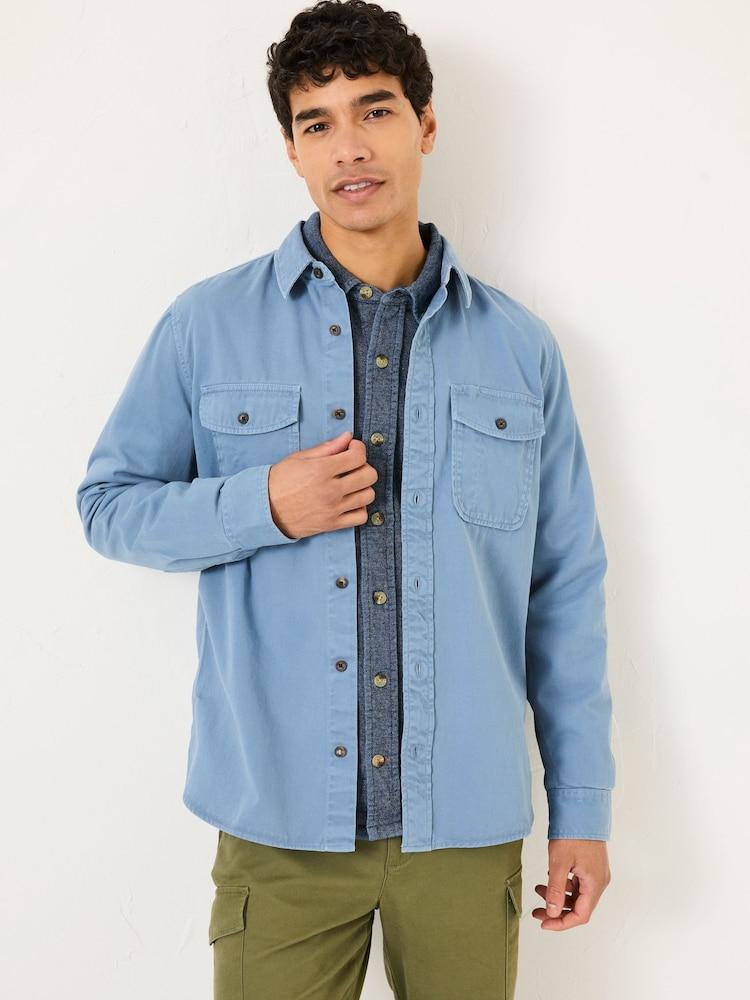 Fat Face Filey Blue Long Sleeve Plain Shirt