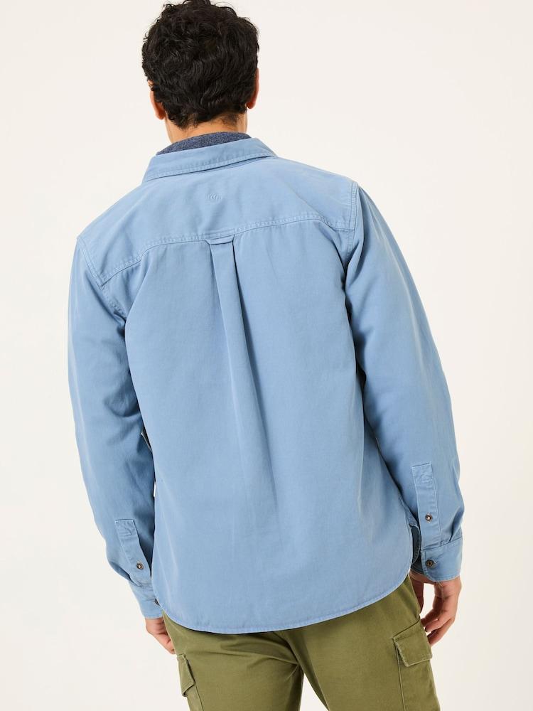 Fat Face Filey Blue Long Sleeve Plain Shirt