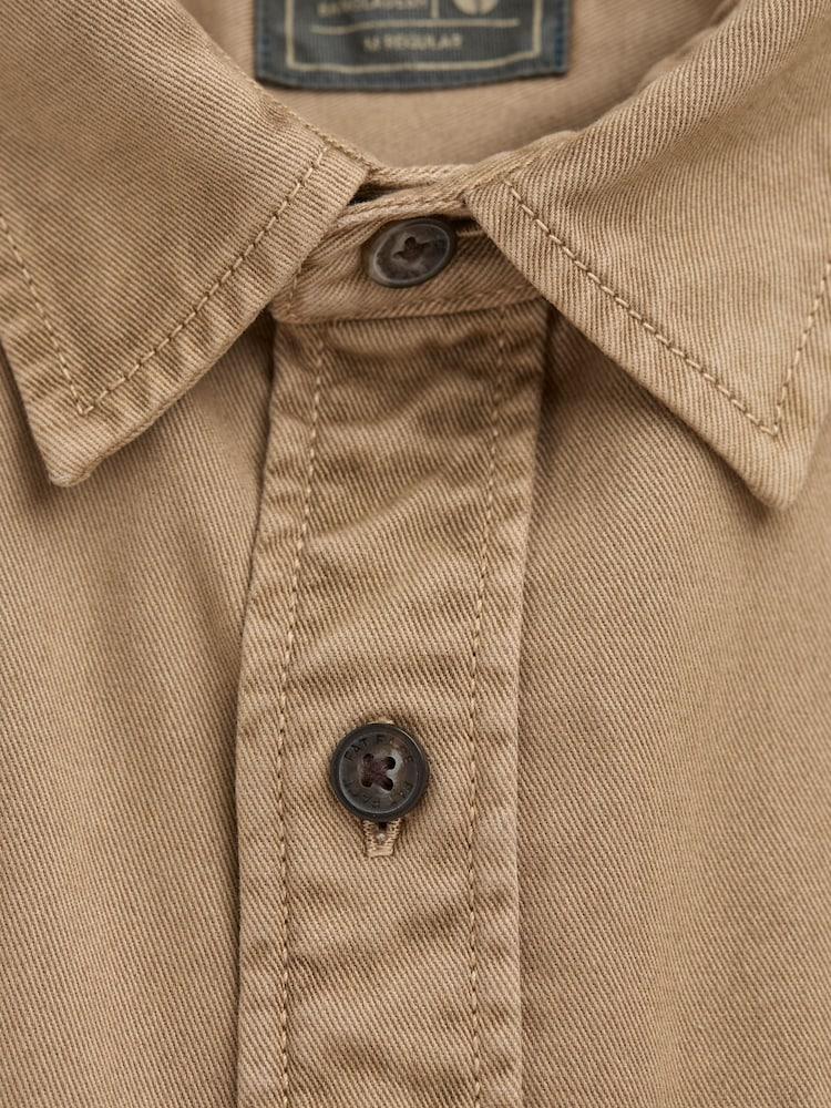 fat face Filey Brown Long Sleeve Plain Shirt