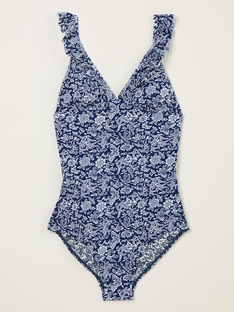 fat face Fleur Indigo Blue Damask Paisley Swimsuit