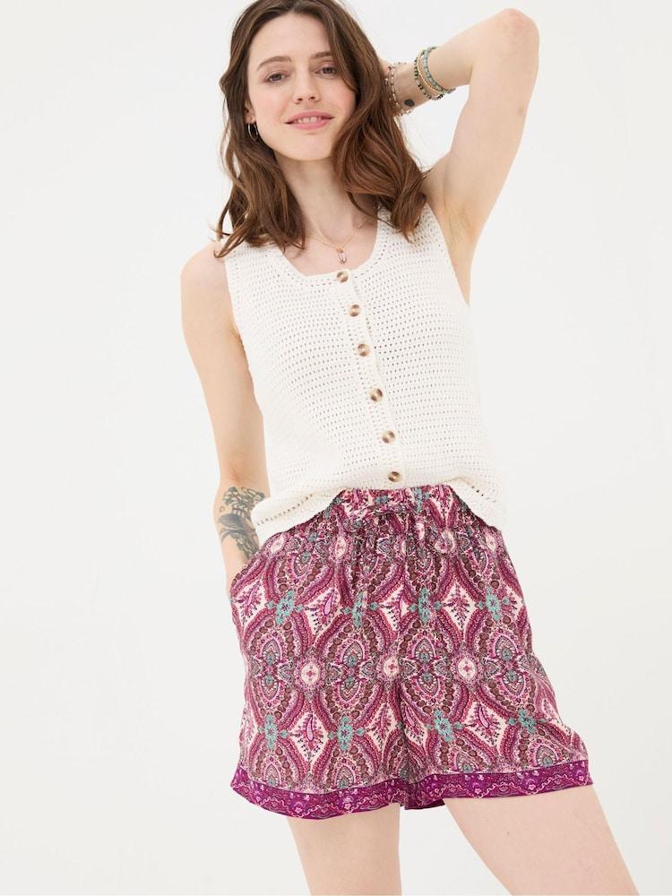 Fat Face Flippy Purple Detail Paisley Shorts