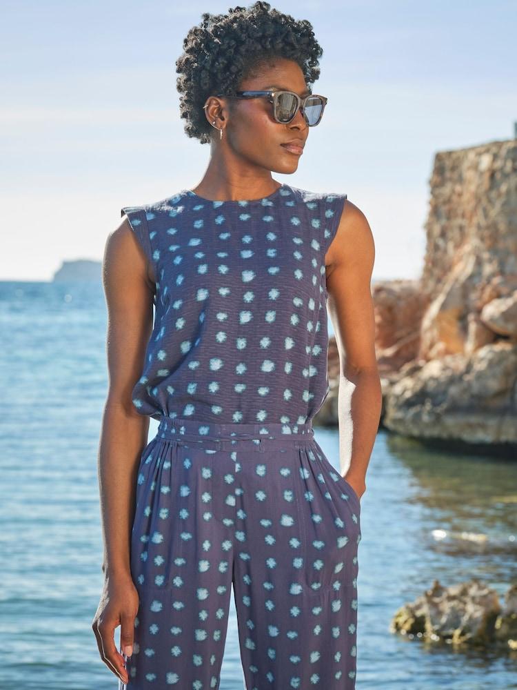 Fat Face Fliss Teal Blue Mini Spot Top