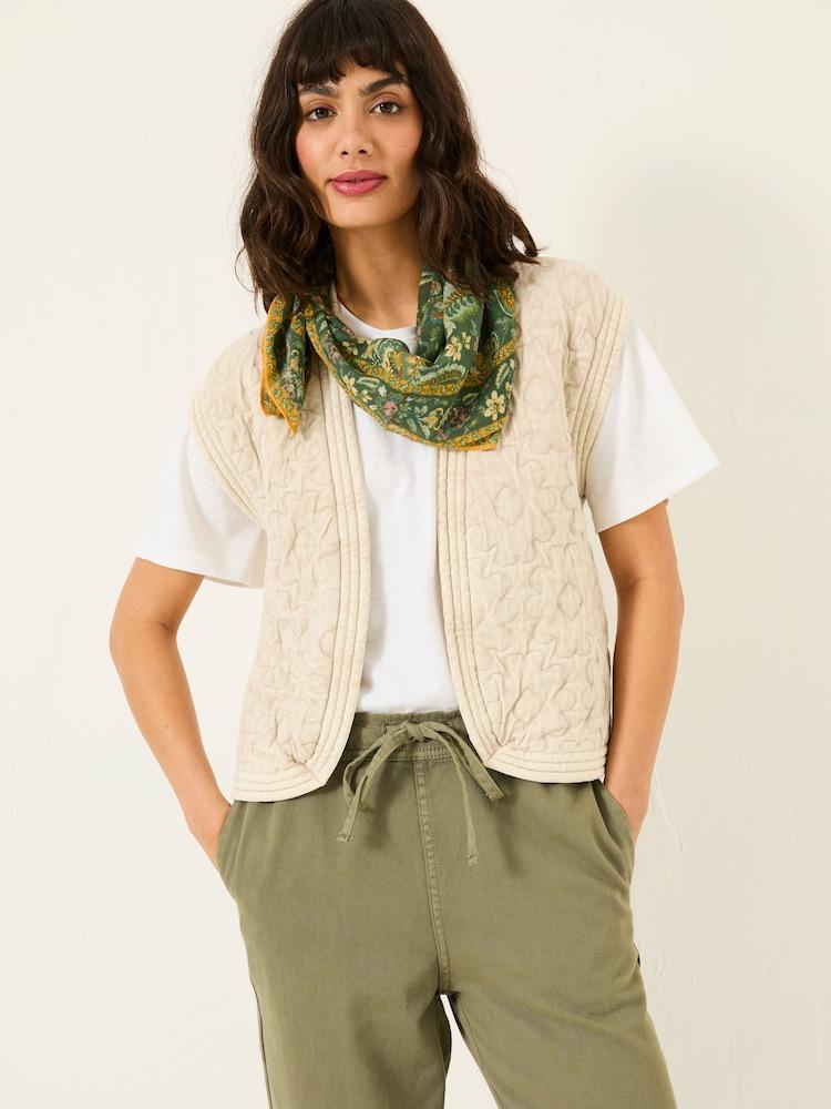 Fat Face Flora Natural Quilted Waistcoat