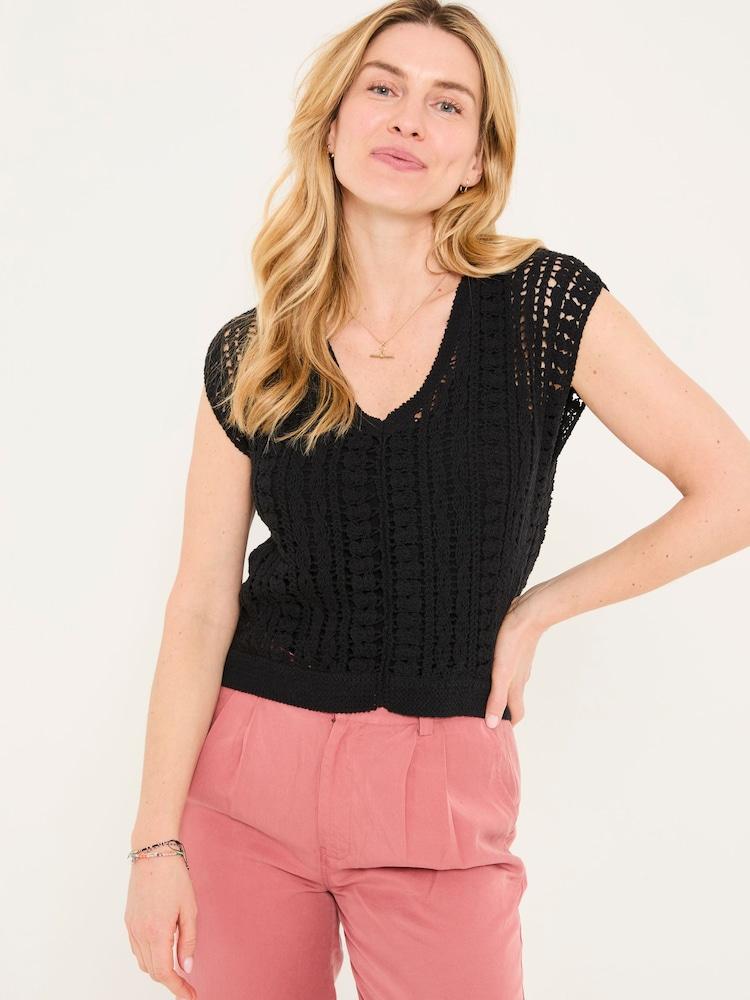 Fat Face Florence Black Knitted Tank