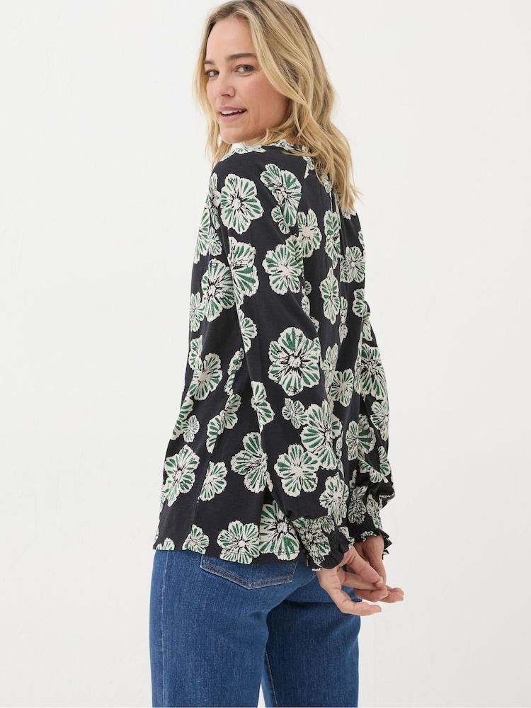 Fat Face Florence Black Spaced Floral Top