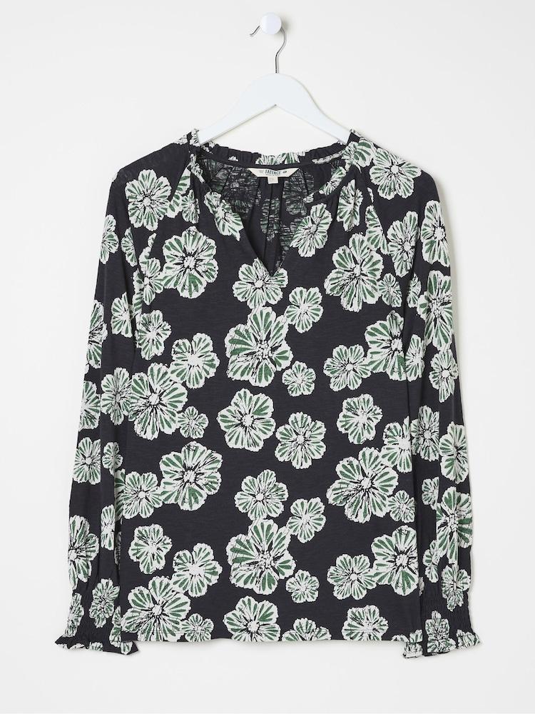 fat face Florence Black Spaced Floral Top