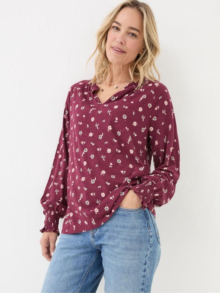 Fat Face Florence Red Wild Ditsy Top
