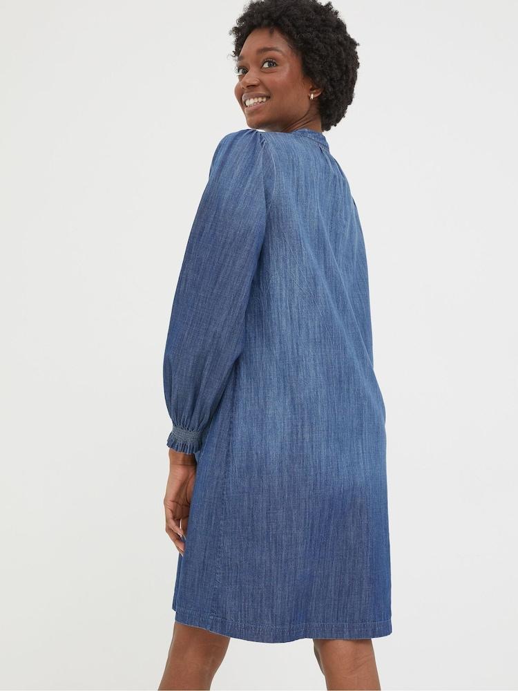 Fat Face Fran Chambray Blue Denim Dress