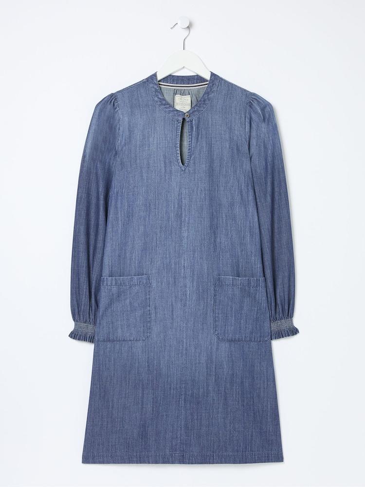 fat face Fran Chambray Blue Denim Dress