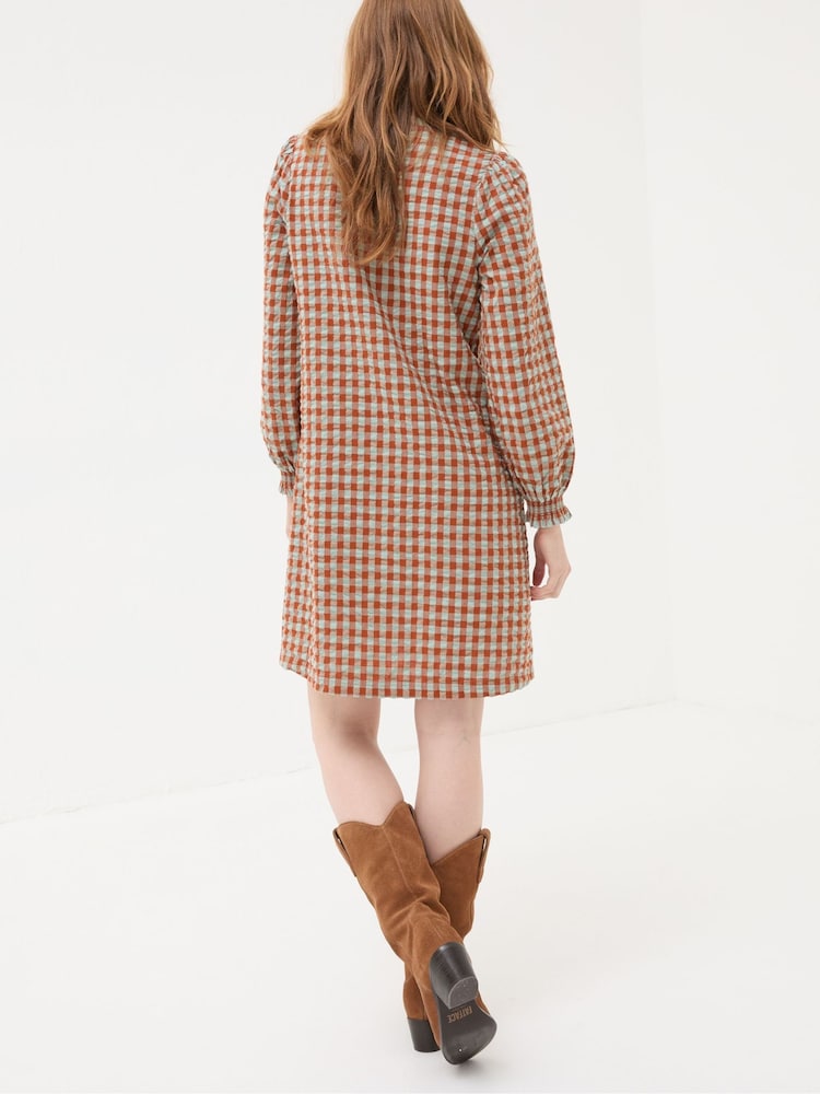 Fat Face Fran Orange Gingham Dress