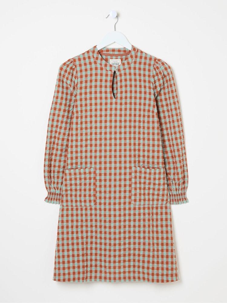 fat face Fran Orange Gingham Dress