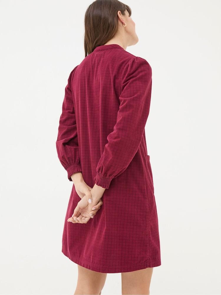 Fat Face Fran Red Check Cord Dress