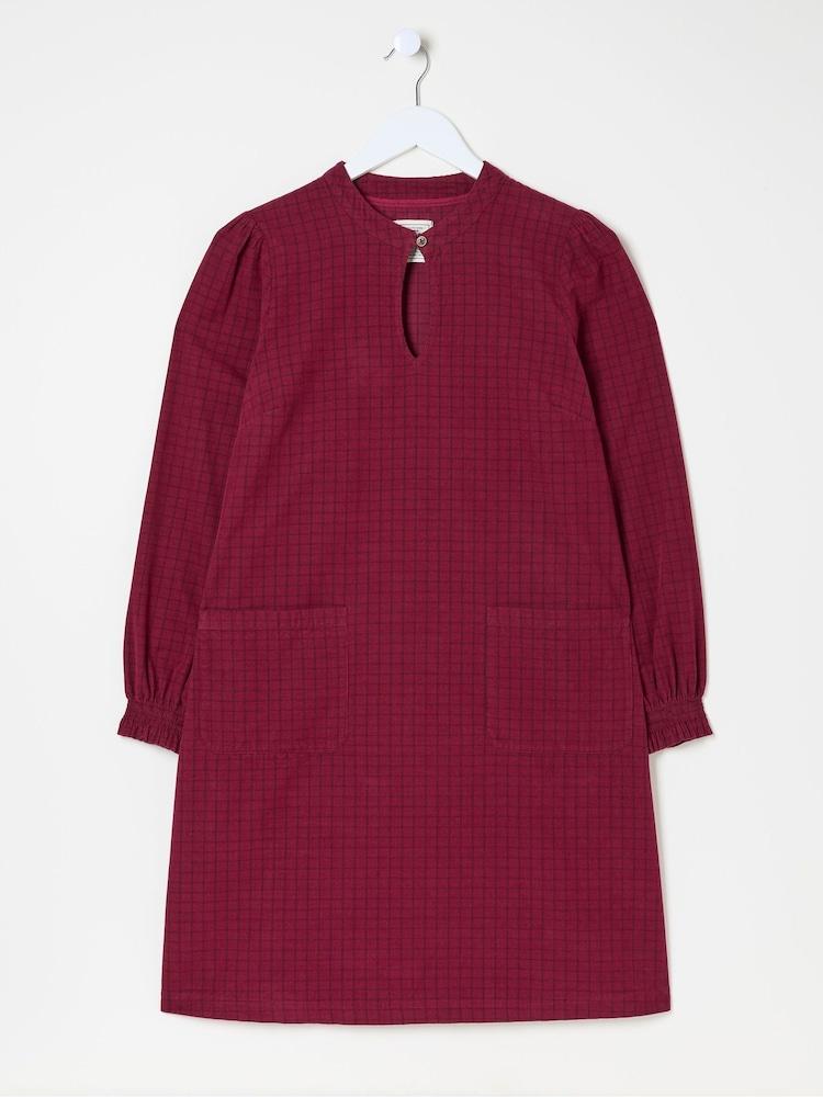 fat face Fran Red Check Cord Dress
