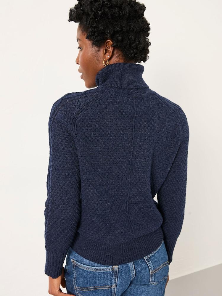 Fat Face Freida Navy Turtle Neck Knitted Jumper