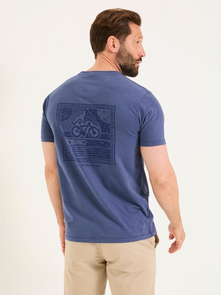 Fat Face French Navy Bike Long Way Graphic Tshirt