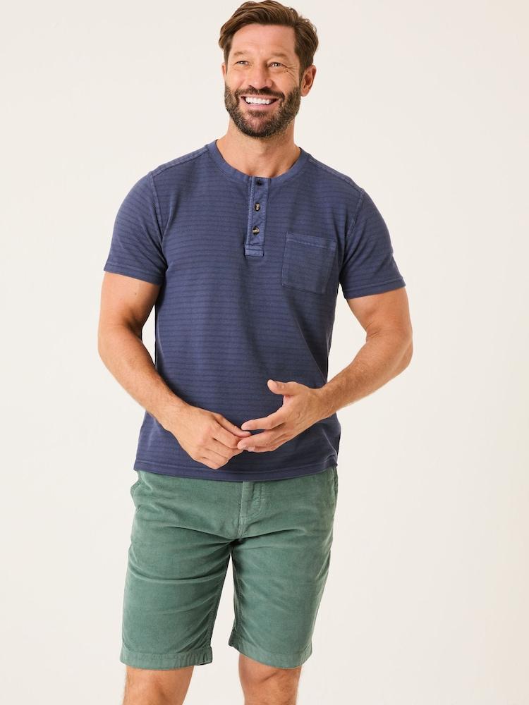 Fat Face French Navy Overdye Stripe Henley Tshirt