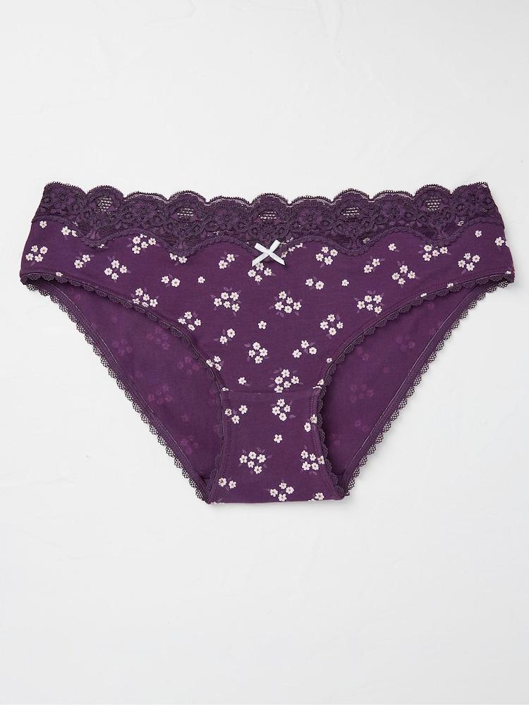 Fat Face Freya Purple Floral Mini Knickers
