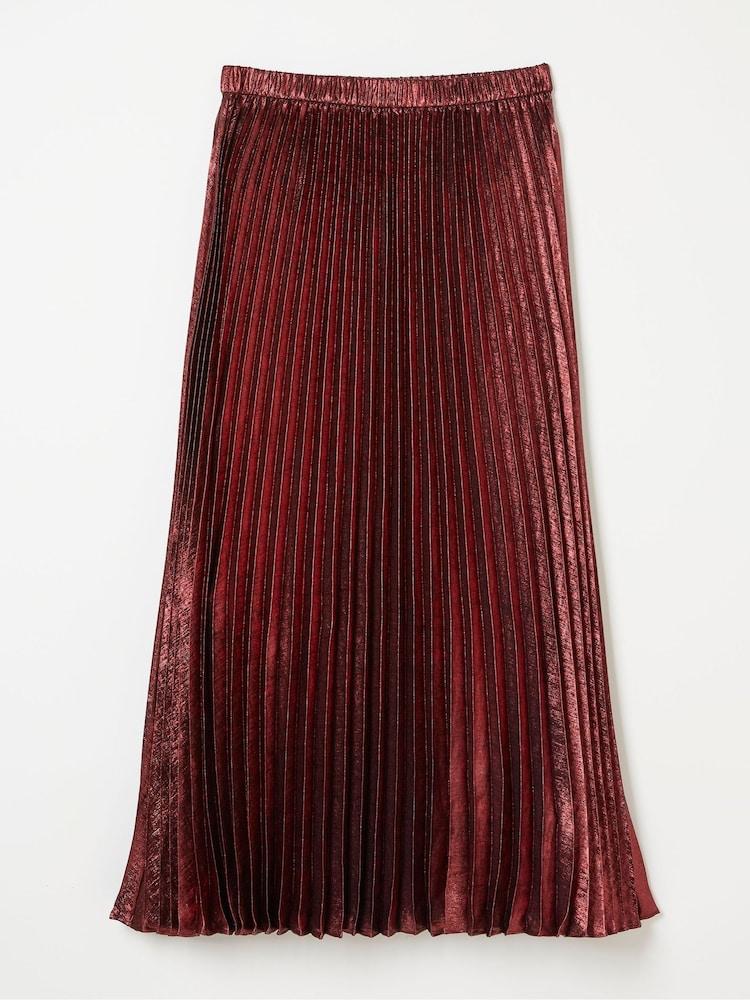 fat face Gaia Dark Red Pleated Skirt