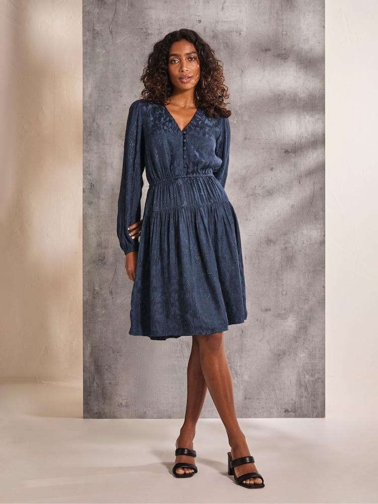 Fat Face Gail Blue Detail Dress
