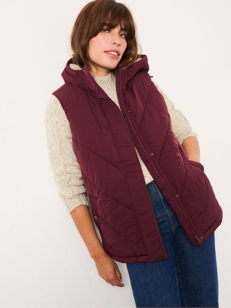 Fat Face Gem Burgundy Red Gilet