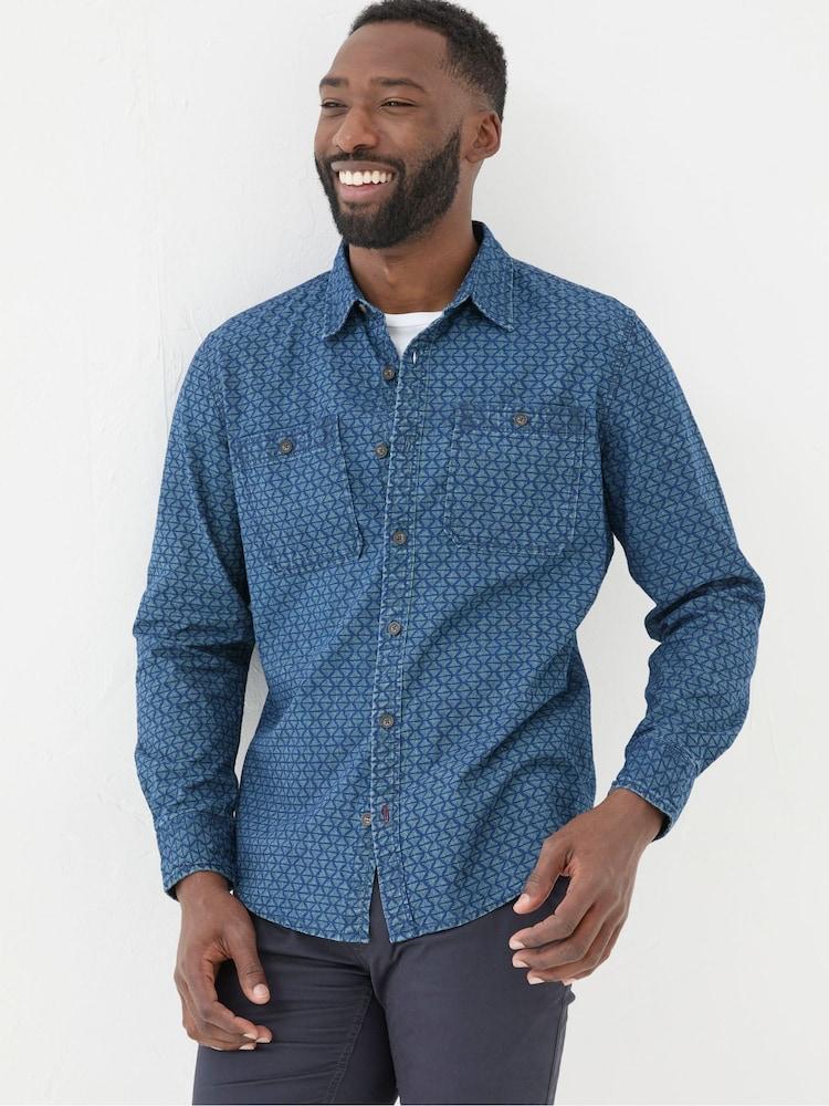 Fat Face Geo Blue Print Shirt