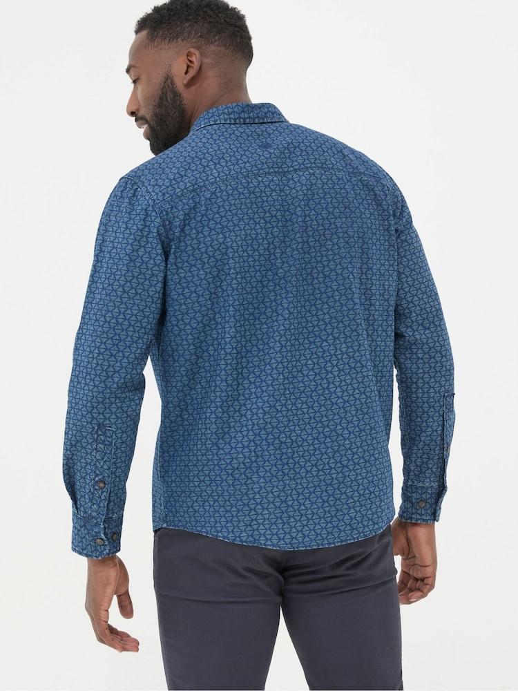 Fat Face Geo Blue Print Shirt