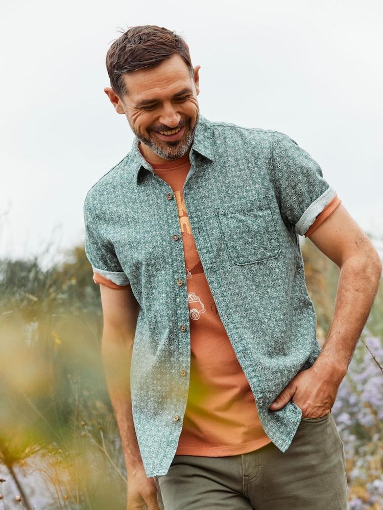 Fat Face Geo Green Print Shirt